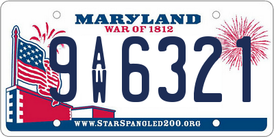 MD license plate 9AW6321