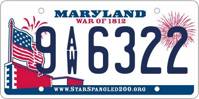 MD license plate 9AW6322