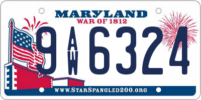 MD license plate 9AW6324