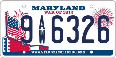 MD license plate 9AW6326