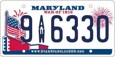 MD license plate 9AW6330