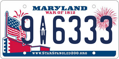 MD license plate 9AW6333