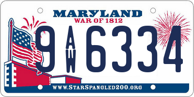 MD license plate 9AW6334