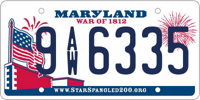 MD license plate 9AW6335