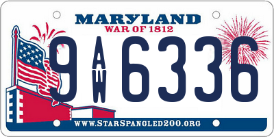 MD license plate 9AW6336