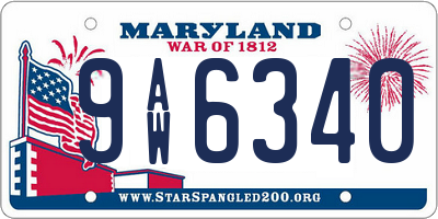 MD license plate 9AW6340