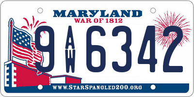 MD license plate 9AW6342