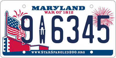 MD license plate 9AW6345