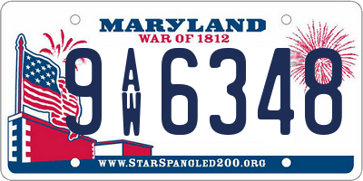 MD license plate 9AW6348