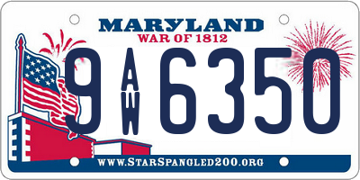 MD license plate 9AW6350