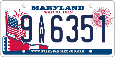 MD license plate 9AW6351