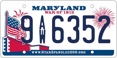 MD license plate 9AW6352