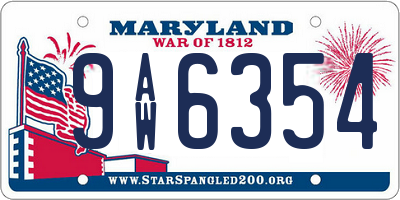 MD license plate 9AW6354
