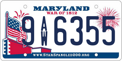 MD license plate 9AW6355