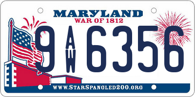 MD license plate 9AW6356