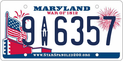 MD license plate 9AW6357
