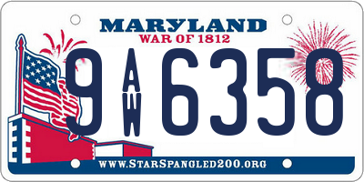 MD license plate 9AW6358