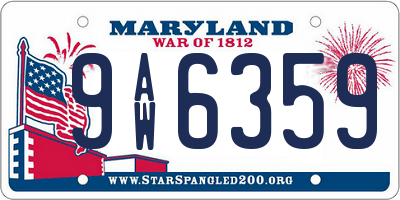MD license plate 9AW6359