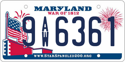 MD license plate 9AW6361