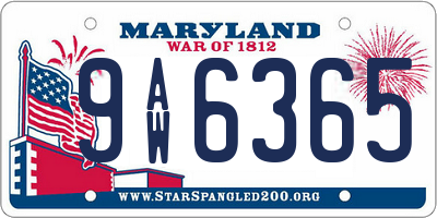 MD license plate 9AW6365
