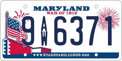 MD license plate 9AW6371