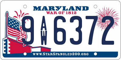 MD license plate 9AW6372