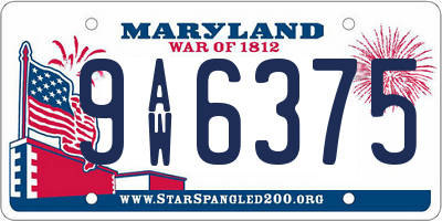 MD license plate 9AW6375
