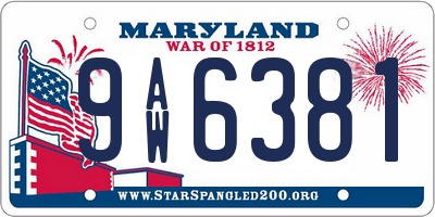 MD license plate 9AW6381