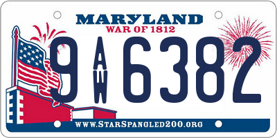 MD license plate 9AW6382
