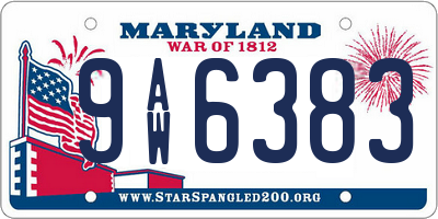 MD license plate 9AW6383