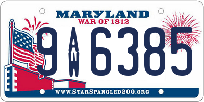 MD license plate 9AW6385