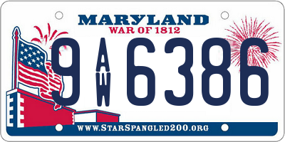 MD license plate 9AW6386
