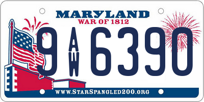 MD license plate 9AW6390