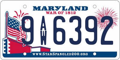 MD license plate 9AW6392
