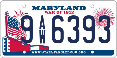 MD license plate 9AW6393