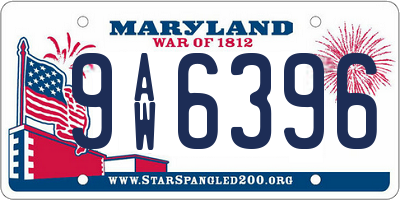 MD license plate 9AW6396