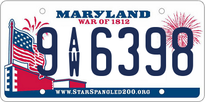 MD license plate 9AW6398