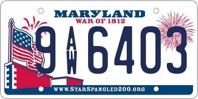 MD license plate 9AW6403