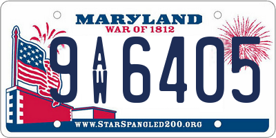 MD license plate 9AW6405