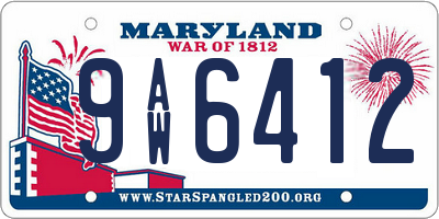MD license plate 9AW6412