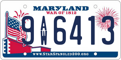 MD license plate 9AW6413