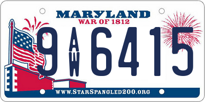 MD license plate 9AW6415