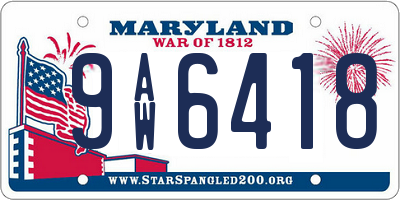 MD license plate 9AW6418