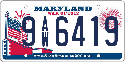 MD license plate 9AW6419