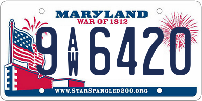 MD license plate 9AW6420