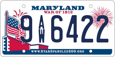 MD license plate 9AW6422