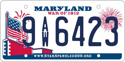 MD license plate 9AW6423