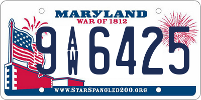 MD license plate 9AW6425
