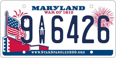MD license plate 9AW6426
