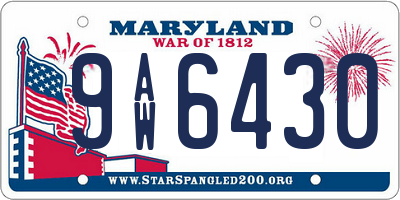 MD license plate 9AW6430